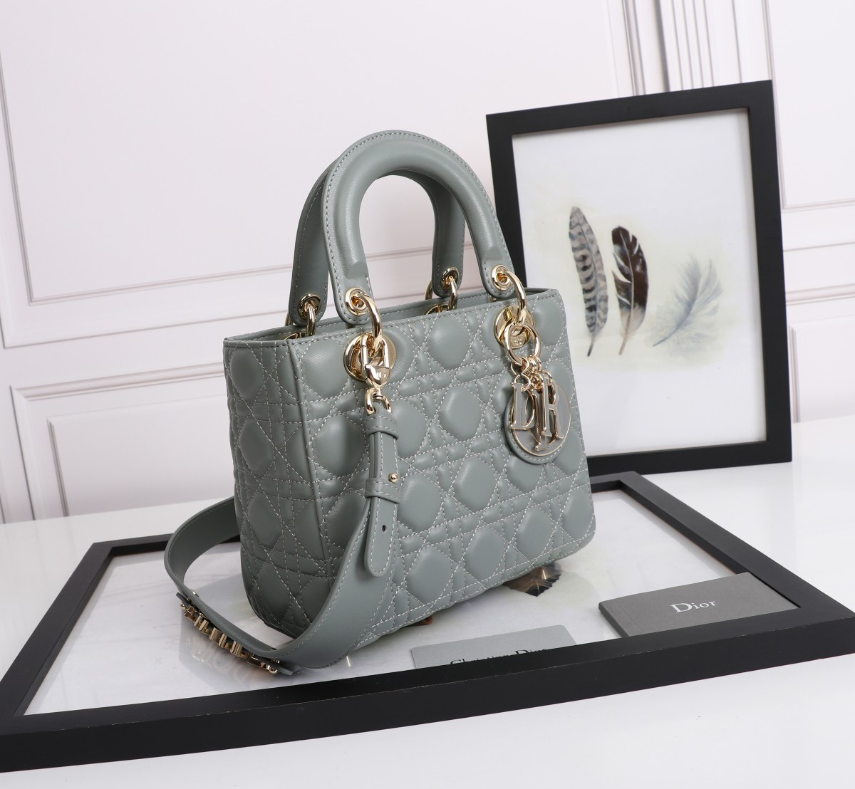 Small Lady Dior My ABCDior Bag Gray Cannage Lambskin